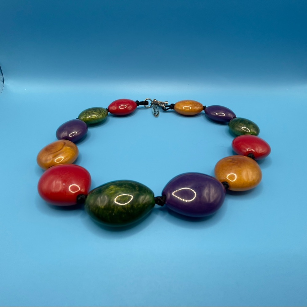 SIGNED ZAHARA LUCITE RAINBOW CHOKER NECKLACE – Rare One-of-a-Kind! 🌈